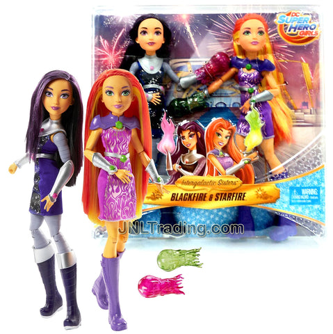 Year 2016 DC Super Hero Girls Series 2 Pack 12 Inch Doll Figure - Intergalactic Sisters BLACKFIRE and STARFIRE with Starbolts