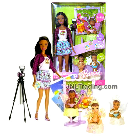 Year 2006 Barbie I Can Be Series 12 Inch Doll - BABY PHOTOGRAPHER NIKKI K8579 with 3 Babies in Fairy Costume, Camera with Stand and Picture Frame
