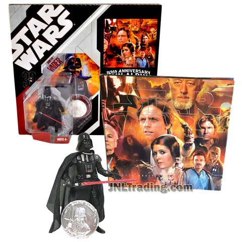 Star Wars Year 2006 Revenge of the Sith 30 Year Anniversary Series 4 Inch Tall Figure Set - DARTH VADER with Lightsaber, Collector Coin Plus 5 Panel Album with Full Color Outer Mural