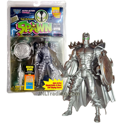 Year 1995 McFarlane Toys Spawn Special Edition Series 6 Inch Tall Figure - MEDIEVAL SPAWN with Spin Action Shield, Giant Evil Slaying Sword and Comic Book
