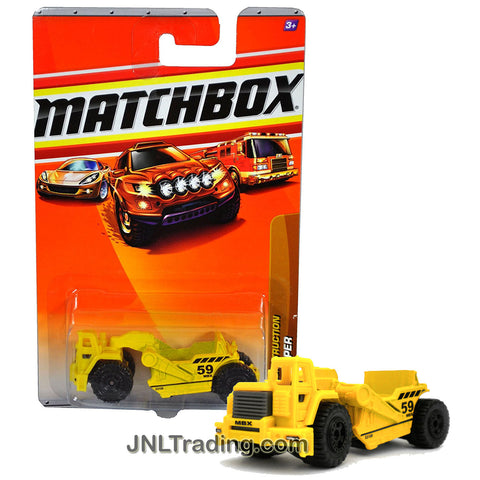 Matchbox Year 2010 Construction Series 1:64 Scale Die Cast Car Set #40 - Yellow Color MBX 59 SCRAPER R4988