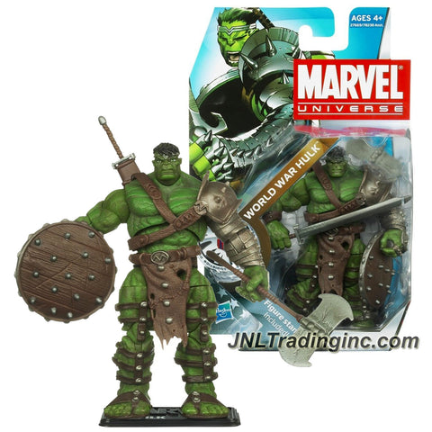 Marvel Year 2009 Series 3 Marvel Universe 4-1/2 Inch Tall  Figure #3 - WORLD WAR HULK with Sword, Battle Axe, Shield and Display Stand