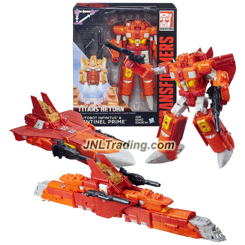 Hasbro Year 2015 Transformers Generations Titans Return Voyager Class 7 Inch Tall Figure - AUTOBOT INFINITUS and SENTINEL PRIME with Blasters and Card (Alt Mode: Jet and Train)