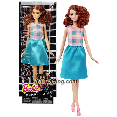 Mattel Year 2015 Barbie Fashionistas 12-1/2" Doll - Hispanic TALL with Long Curly Auburn Hair (DMF31) Doll in Terrific Teal Outfit with Bracelet