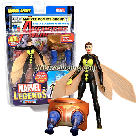 ToyBiz Year 2006 Marvel Legends "Modok" Series 6 Inch Tall Super Poseable Action Figure - WASP (Yellow and Black Costume) with 26 Points of Articulation Plus Legs of Modok and 32 Page Comic Book