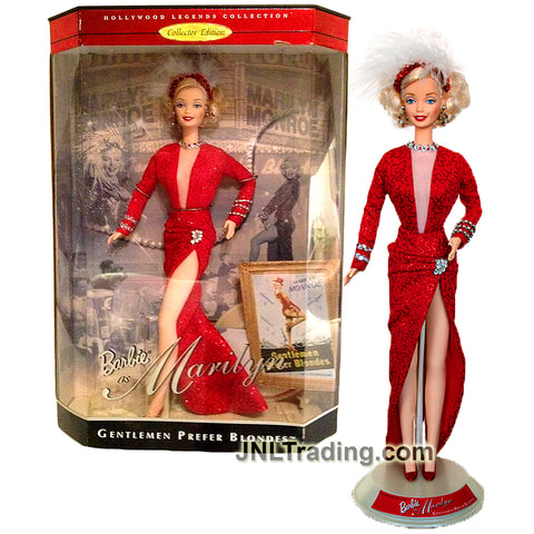 Year 1997 Barbie Collector Edition Hollywood Legends Collection 12 Inch Doll - MARILYN MONROE in Gentlemen Prefer Blondes with Necklace and Earrings