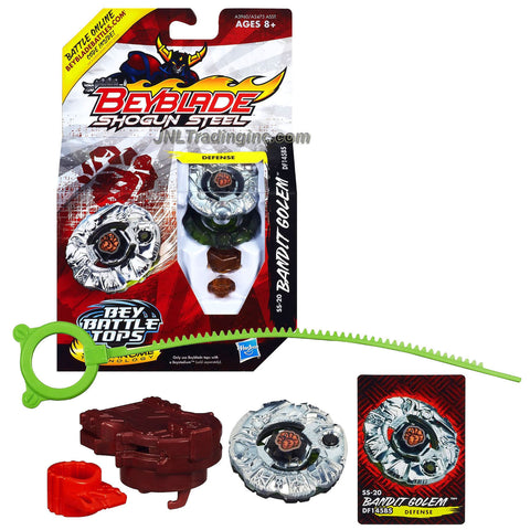 Hasbro Year 2013 Beyblade Shogun Steel Bey Battle Tops with Synchrome Technology - Defense DF145BS SS-20 BANDIT GOLEM with Shogun Face Bolt, Golem Warrior Wheel, Bandit Element Wheel, DF145 Spin Track, BS Performance Tip and Ripcord Launcher Plus Online Code