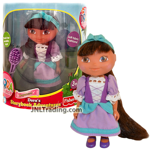 Year 2005 Nick Jr DORA the Explorer Storybook Adventures Series 6 Inch Doll Figure - RAPUNZEL with Hairbrush