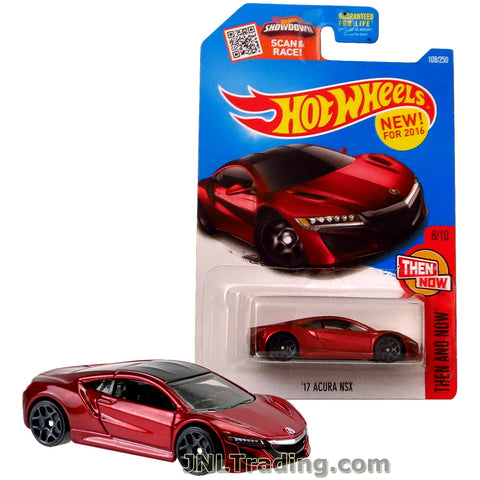 Hot Wheels Year 2016 Scan & Race Series 1:64 Scale Die Cast Car Set #108 - THEN AND NOW (8/10) Red Mid-Engine Sport Coupe '17 ACURA NSX DHX21