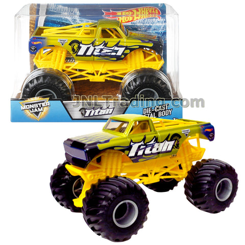 Hot Wheels Year 2017 Monster Jam 1:24 Scale Die Cast Monster Truck - TITAN (FMB55) with Monster Tires, Working Suspension and 4 Wheel Steering
