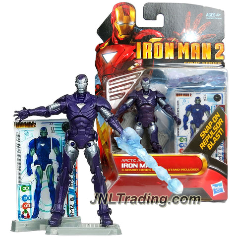 Hasbro Year 2010 Iron Man 2 Comic Series 4 Inch Tall Action Figure #33 - Arctic Armor IRON MAN with Repulsor Blast, Display Base and 3 Armor Cards