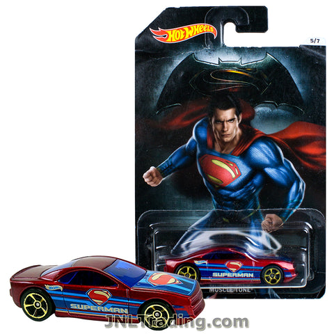 Hot Wheels Year 2015 Batman vs Superman Dawn of Justice Series 1:64 Scale Die Cast Car Set 5/7 - SUPERMAN MUSCLE TONE DJL54