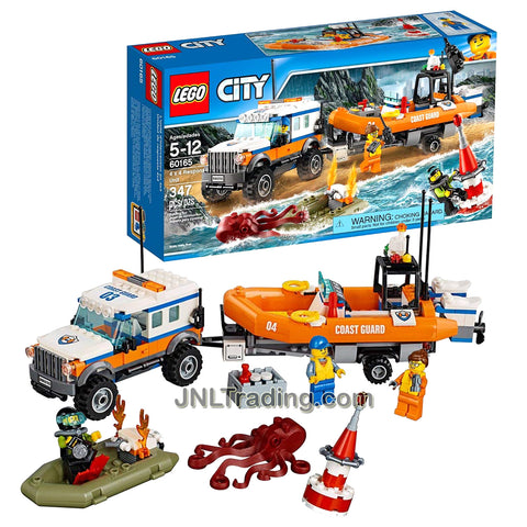 Year 2017 Lego City Series Vehicle Set #601655 - 4x4 RESPONSE UNIT with Rescue Craft Plus 2 Coast Guard Members, Diver and Octopus Minifigures (Pieces: 347)