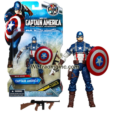 Hasbro Year 2011 Marvel Studios "Captain America The First Avenger" Exclusive 6 Inch Tall Action Figure - Movie Series CAPTAIN AMERICA with Shield, Assault Rifle and Pistol with Holster