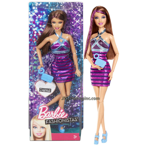 Year 2012 Barbie Fashionistas Series 12 Inch Doll Set - Hispanic Model TERESA Y7489 in Neck Strap Party Dress with Ring and Purse