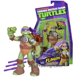 Year 2015 Teenage Mutant Ninja Turtles TMNT Flingers Series 6 Inch Tall Figure - DONATELLO with Staff Throwing Action, 3 Staffs and Staff Rack