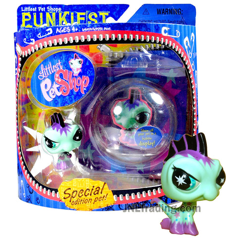 Year 2007 Littlest Pet Shop LPS Special Edition Funkiest Series Bobble Head Figure Set - IGUANA with Bubble Display