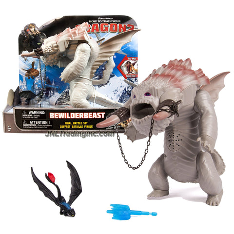 Spin Master Year 2014 Dreamworks "How to Train Your Dragon 2" Series 9-1/2 Inch Tall Electronic Dragon Figure Set - Final Battle BEWILDERBEAST with Roaring Sound, Ice Missile Launcher and 1 Missile Plus Mini Toothless Figure
