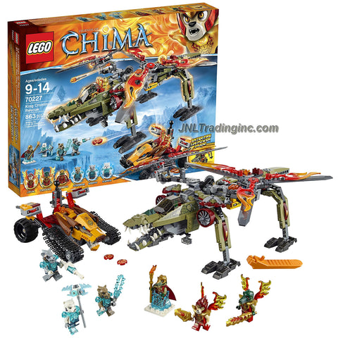 Lego Year 2015 Legends of Chima Series Battle Scene Set #70227 - KING CROMINUS' RESCUE with Cragger's Fire Helicroctor, Laval's Fire Tracker Plus Cragger, Laval, King Crominus, Strainor, Saraw and Icepaw Minifigure (Pieces: 863)