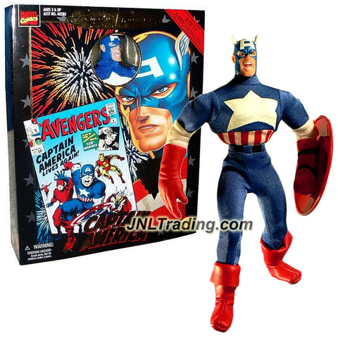 ToyBiz Year 1998 Marvel Comics Famous Cover Series 8 Inch Tall Action Figure - 1st Appearance CAPTAIN AMERICA with Authentic Fabric Costume & Shield
