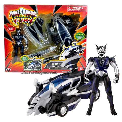 Bandai Year 2007 Power Rangers Jungle Fury Series 8 Inch Long Vehicle Set - BLUE THUNDER ROAR VEHICLE that Morph to Animal Zord Plus Bat Ranger