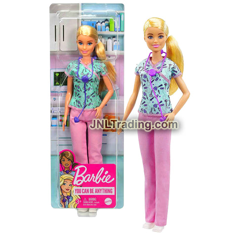 Year 2020 Barbie You Can Be Anything Career Series 12 Inch Doll - Caucasian NURSE GTW39 with Stethoscope