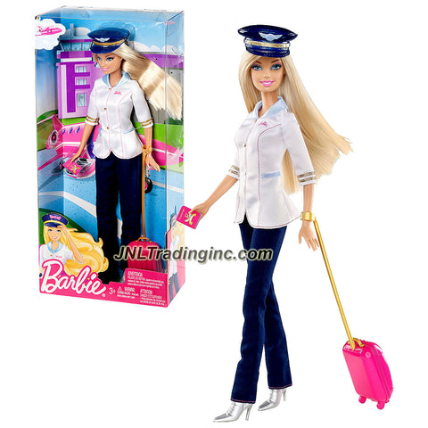 Mattel Year 2013 Barbie I Can Be Series 12 Inch Doll Set - PILOT Barbie (W3739) with Pilot Hat and Rolling Suitcase