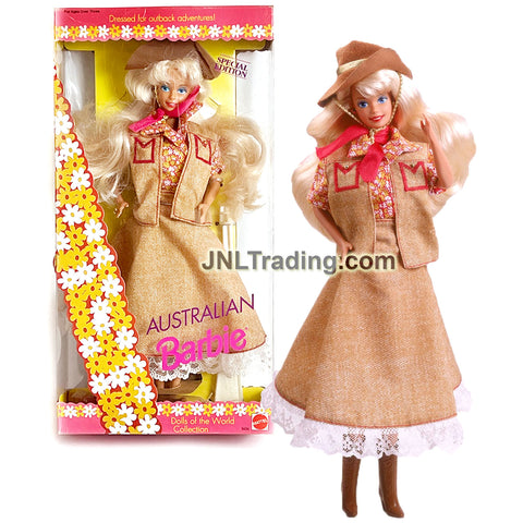 Year 1992 Barbie Special Edition Dolls of the World Series 12 Inch Doll - AUSTRALIAN Model with Hat, Scarf, Hairbrush and Doll Stand