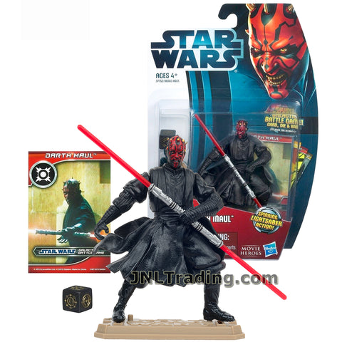 Star Wars Year 2012 Movie Heroes Series 4 Inch Tall Figure - DARTH MAUL MH05 with Sith Lightsaber, Battle Game Card, Die and Display Base