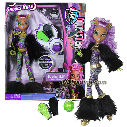 Mattel Year 2012 Monster High Ghouls Rule Series 12 Inch Doll - CLAWDEEN WOLF with Mask, Mini Coffin, Pumpkin Basket, Hairbrush and Display Stand
