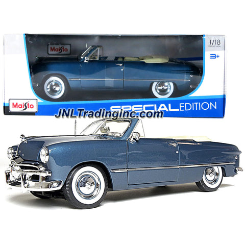 Maisto Special Edition Series 1:18 Scale Die Cast Car - Blue Color Classic Roadster 1949 FORD with Display Base (Car Dimension: 10" x 4" x 3")