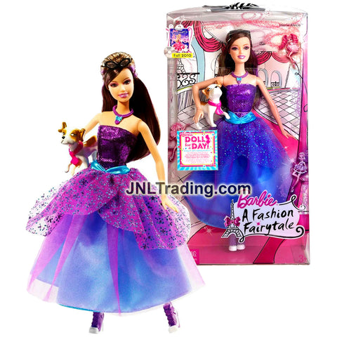 Year 2009 Barbie A Fashion Fairytale DVD Series 12 Inch Doll : MARIE ALECIA T5219 in Purple Dress with Necklace, Sunglass and Pet Dog
