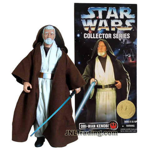 Star Wars Year 1996 Collector Series 12 Inch Tall Fully Poseable Action Figure : OBI-WAN KENOBI with Authentically Styled Jedi Hooded Robe and Blue Lightsaber