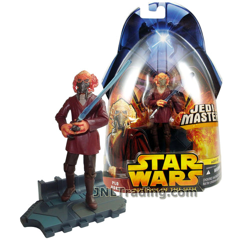 Star Wars Year 2005 Revenge of the Sith Movie Series 4 Inch Tall Figure - Jedi Master PLO KOON with Blue Lightsaber and Display Base