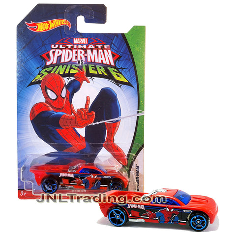 Year 2015 Hot Wheels Ultimate Spider-Man vs Sinister 6 Series 1:64 Scale Die Cast Car Set - Red Pick-Up Truck BEDLAM