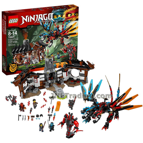 Lego Year 2017 Ninjago Series Set #70627 - DRAGON'S FORGE with Fusion Dragon Plus Nya, Kai, Ray, Maya, Commander Raggmunk and Slackjaw Minifigures (Pieces: 1137)