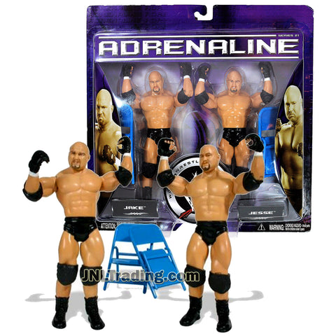 World Wrestling Entertainment Year 2006 WWE Adrenaline Series 2 Pack 7 Inch Tall Figure - JAKE and JESSE with 2 Blue Folded Chairs