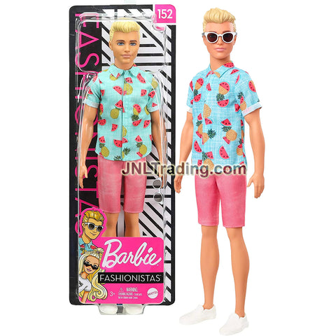 Year 2019 Barbie Fashionistas Series 12 Inch Doll Set #152 - Caucasian KEN GHW68 in Tropical Shirt and Pink Shorts