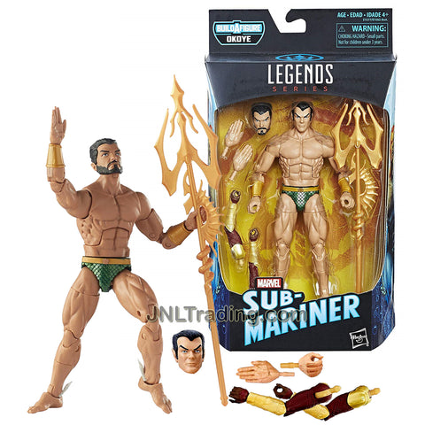 Year 2017 Marvel Legends Okoye Series 6 Inch Tall Figure #5 : SUB-MARINER with Trident, Alternative Head and Pair of Hands Plus Okoye's Pair of Arms