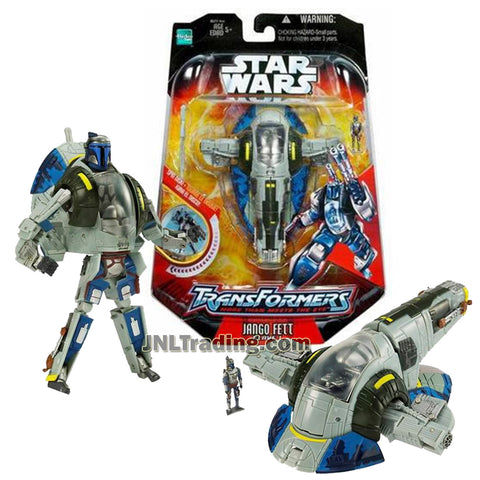 Star Wars Year 2007 Transformers Series 7 Inch Tall Figure - JANGO FETT SLAVE I with Missile Launcher Backpack and Jango Fett Pilot Minifigure