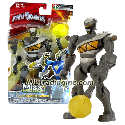 Bandai Year 2015 Saban's Power Rangers Mixx N Morph Series 7 Inch Tall Action Figure - Dino Charge GRAPHITE RANGER with Chained Ball