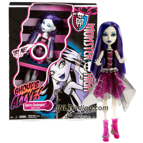 Mattel Year 2012 Monster High "Ghoul's Alive!" Series 11 Inch Electronic Doll Set - SPECTRA VONDERGEIST (Y0423) "Daughter of a Ghost" with Gowing Body and Ghostly Sound Plus Doll Stand