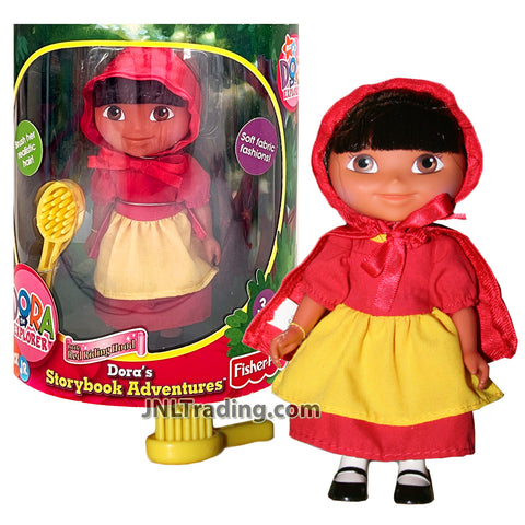 Year 2005 Nick Jr DORA the Explorer Storybook Adventures Series 6 Inch Doll Figure - LITTLE RED RIDING HOOD with Hairbrush