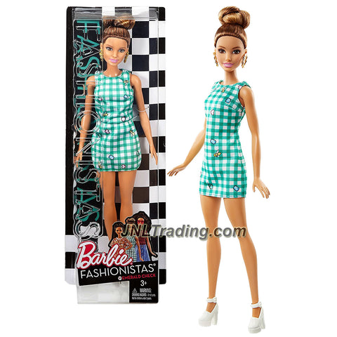 Mattel Year 2016 Barbie Fashionistas 12 Inch Doll - TERESA (DVX72) in Green Emerald Check Dress with Earrings
