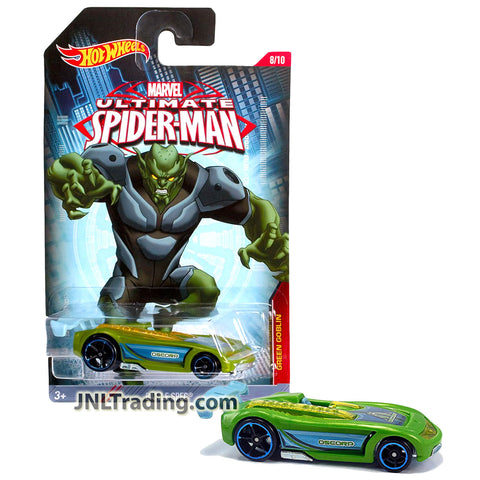 Year 2014 Hot Wheels Marvel Ultimate Spider-Man Series 1:64 Scale Die Cast Car Set - Green Goblin Sports Car Oscorp BATTLE SPEC