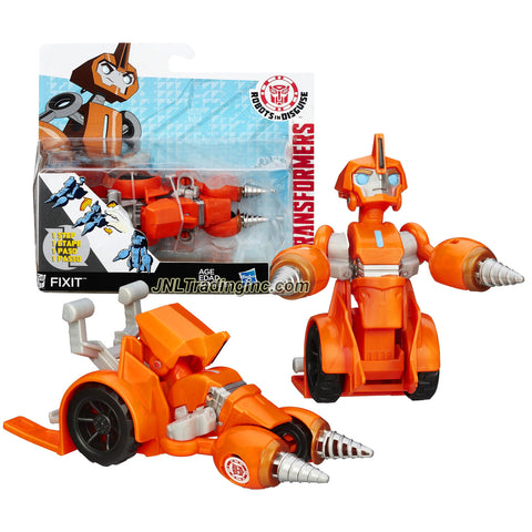 Product Features Includes: Autobot FIXIT (Vehicle Mode: Drill Car) Figure measured approximately 5 inch tall Produced in year 2014 For age 5 and up Product Description Hasbro Year 2014 Transformers Robots in Disguise Animation Series One Step Changer 5 Inch Tall Robot Action Figure - Autobot FIXIT (Vehicle Mode: Drill Car)