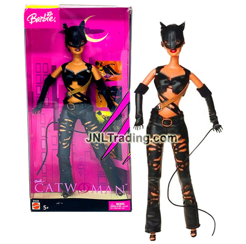 Year 2004 Barbie DC Movie Series 12 Inch Doll - CATWOMAN Halle Berry B5838 in Leather Suit with Mask, Whip and Gloves
