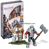 Year 2015 Mega Bloks Assassins Creed Series Micro Figure CNG89 - HEAVY BORGIA SOLDIER with Detachable Armor, Halberd, Battle Axe, Morning Star and Weapon Rack