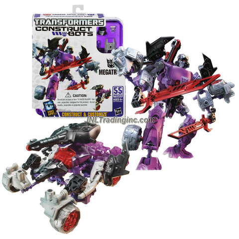 Hasbro Year 2013 Transformers Construct-Bots Series 6 Inch Tall Elite Class Robot Action Figure Set #E1:05 - Decepticon Leader MEGATRON with Vehicle Mode as Battle Tank (Total Pieces: 55)