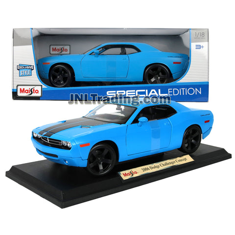 Maisto Special Edition Series 1:18 Scale Die Cast Car - Light Blue Muscle Coupe 2006 DODGE CHALLENGER CONCEPT w/ Display Base (Car Dimension: 10" x 4" x 3")
